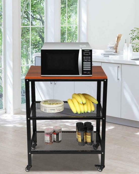 3 Tier Rolling Kitchen Cart & Microwave Stand