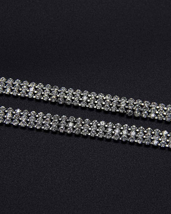AUEAR, Fashion Silver Crystal Waist Buckle Belt Metal Chain Dress Belt Rhinestone Chain for Women Wedding Party Decor